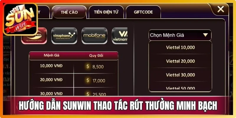 Hướng dẫn Sunwin thao tác rút thưởng minh bạch