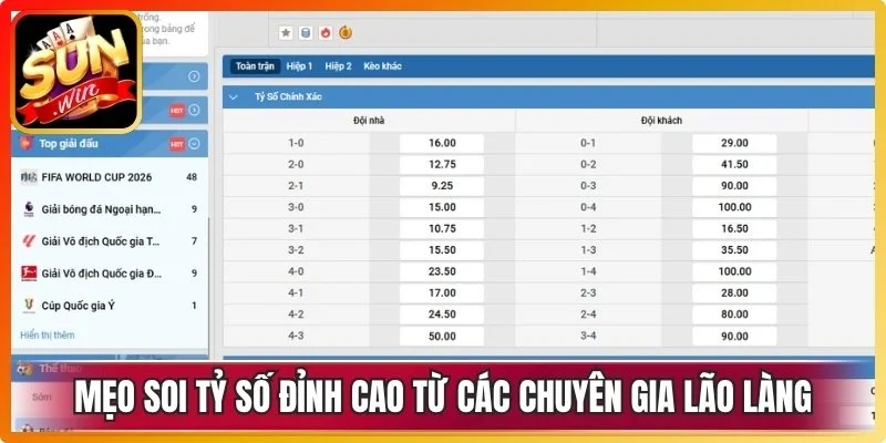 Mẹo soi tỷ số đỉnh cao từ các chuyên gia lão làng