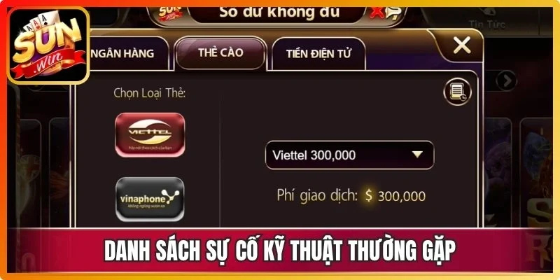 Danh sách sự cố kỹ thuật thường gặp