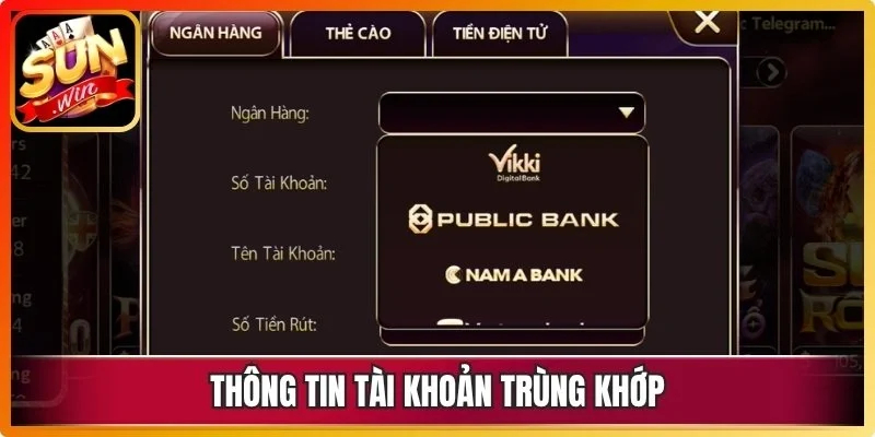 Thông tin tài khoản trùng khớp